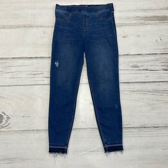 SPANX Jeans Women's L Large Blue Distressed Denim Skinny Stretch - Picture 3 of 11